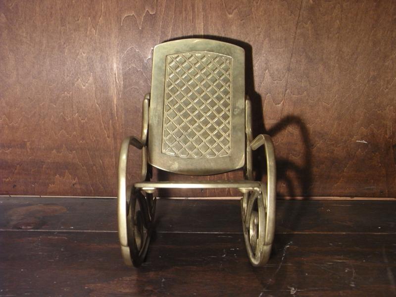 イタリア製真鍮ロッキングチェア置物　アンティーク揺り椅子小物　LCM 4673（2）