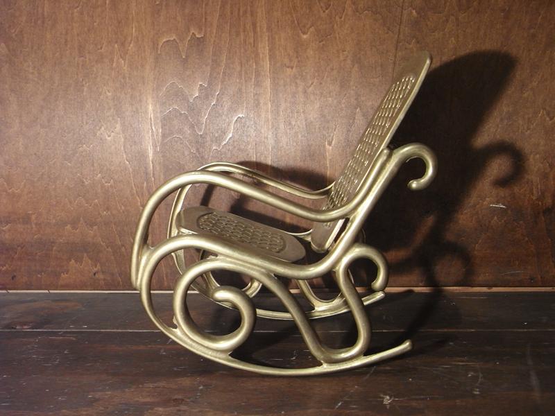 イタリア製真鍮ロッキングチェア置物　アンティーク揺り椅子小物　LCM 4673（3）