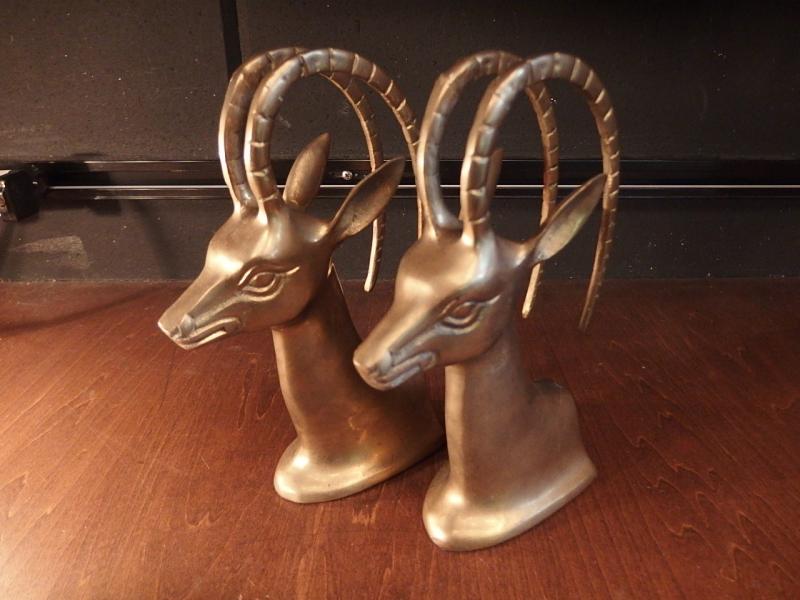 Brass gazelle book end