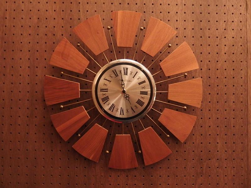 Wood sunburst clock