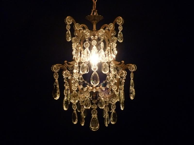 フレンチシャンデリア　クリスタルビーズ　真鍮　1灯　インテリア照明　リビング照明　　LFH 0052/1（1）