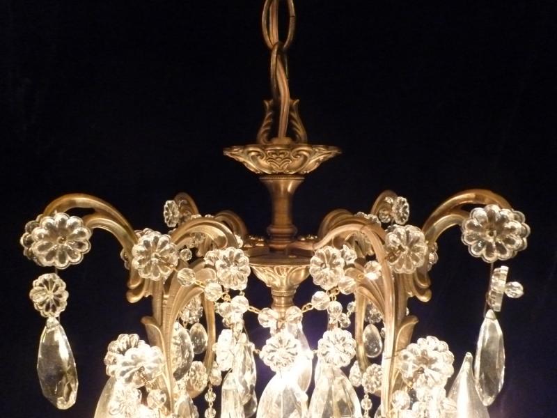 フレンチシャンデリア　クリスタルビーズ　真鍮　4灯　インテリア照明　リビング照明　LFH 0052/4（4）