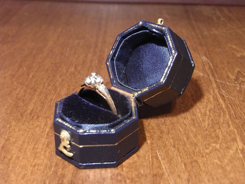 Italian blue leather ring case