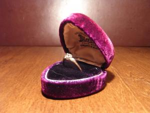 purple velvet heart ring display case
