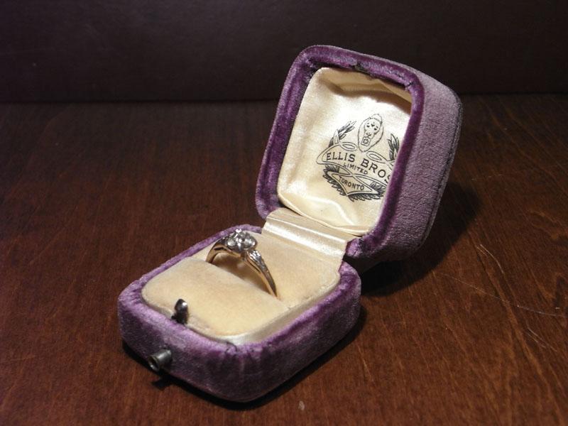 ELLIS BROS. purple velvet ring display case