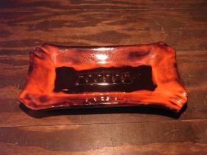 red & brown ashtray