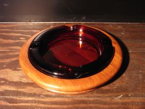 walnut & glass ashtray