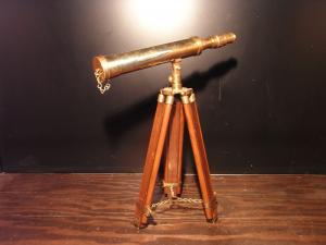 Italian wood & brass display telescope