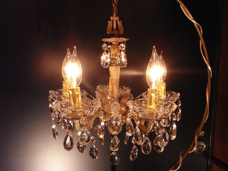 スペイン製真鍮シャンデリア（クリスタルガラスビーズシャンデリア）インテリア照明、リビング照明　LCF 0073（2）