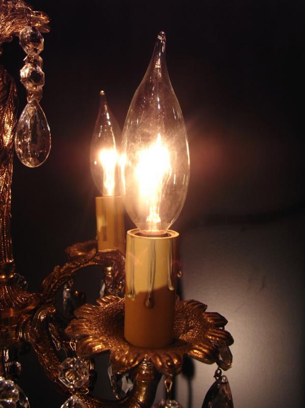 スペイン製真鍮シャンデリア（クリスタルガラスビーズシャンデリア）インテリア照明、リビング照明　LCF 0074（4）