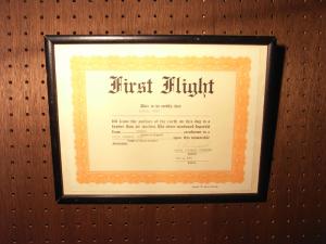 First Flight certificate