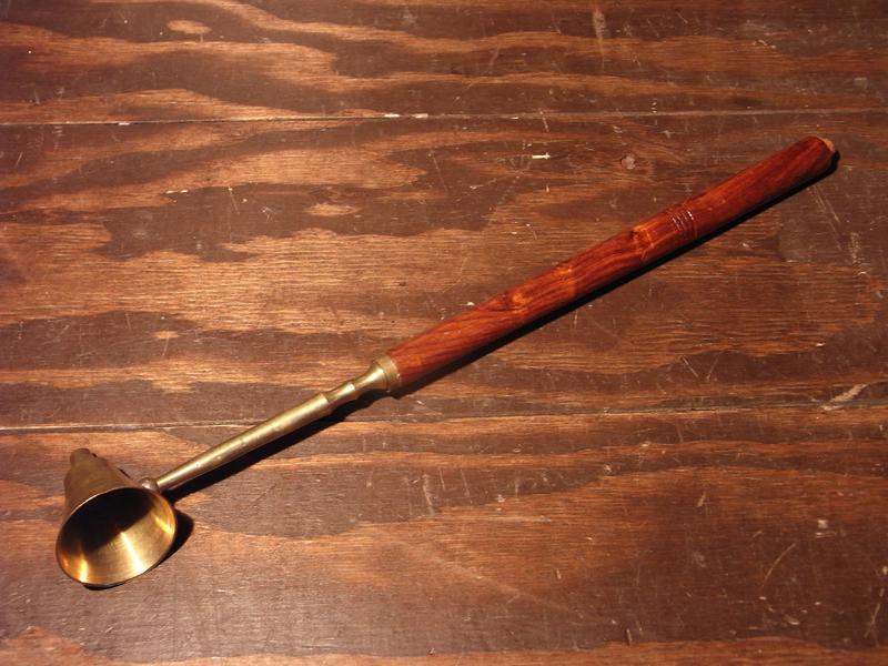 Italian wood & brass snuffer