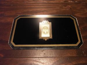 Italian black display mirror tray