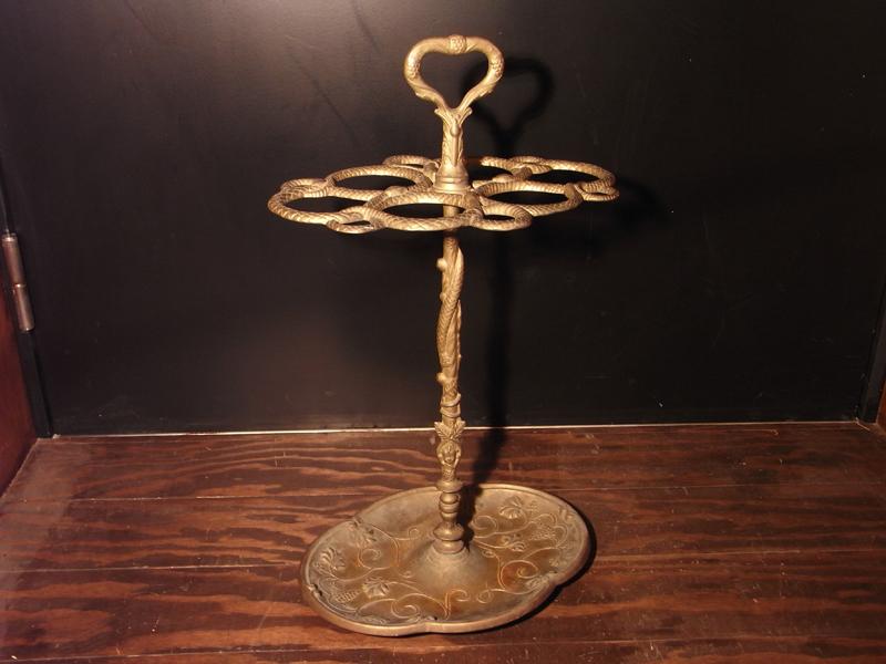 Italian brass snake umbrella stand