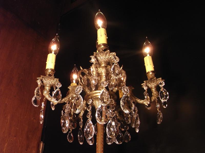 スペイン製真鍮シャンデリア（クリスタルガラスビーズシャンデリア）インテリア照明、リビング照明、シャンデリアフロアーランプ　LCF 0075（2）
