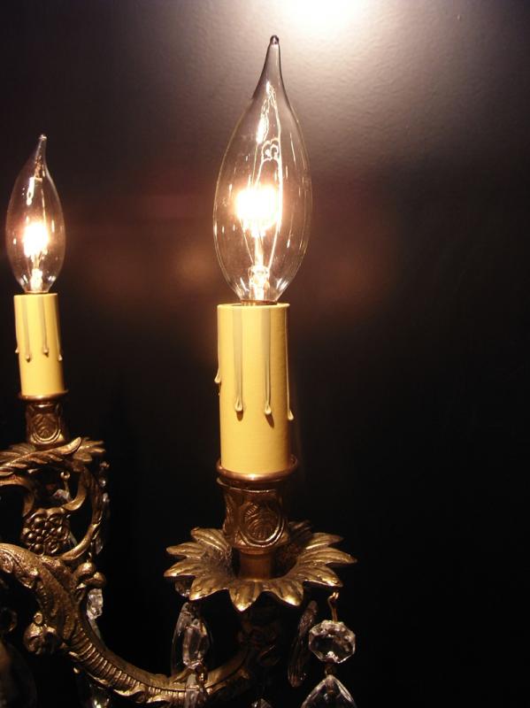 スペイン製真鍮シャンデリア（クリスタルガラスビーズシャンデリア）インテリア照明、リビング照明、シャンデリアフロアーランプ　LCF 0075（3）
