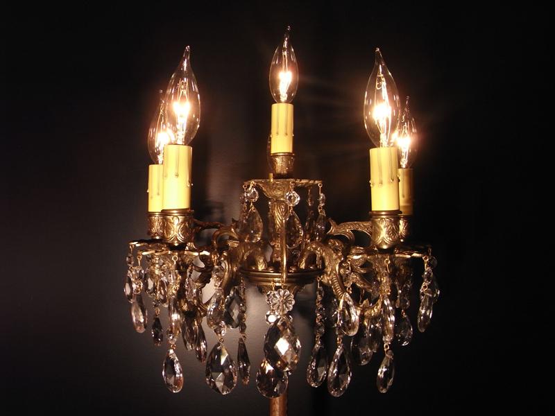 スペイン製真鍮シャンデリア（クリスタルガラスビーズシャンデリア）インテリア照明、リビング照明、シャンデリアフロアーランプ　LCF 0075（4）