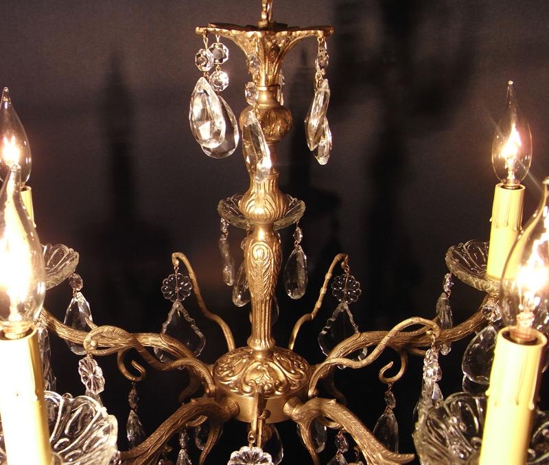 スペイン製真鍮シャンデリア（クリスタルガラスビーズシャンデリア）インテリア照明、リビング照明　LCH 1021（6）