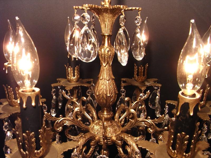 スペイン製真鍮シャンデリア（クリスタルガラスビーズシャンデリア）インテリア照明、リビング照明　LCH 1022（4）