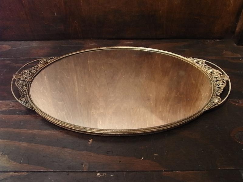 Italian oval display mirror tray