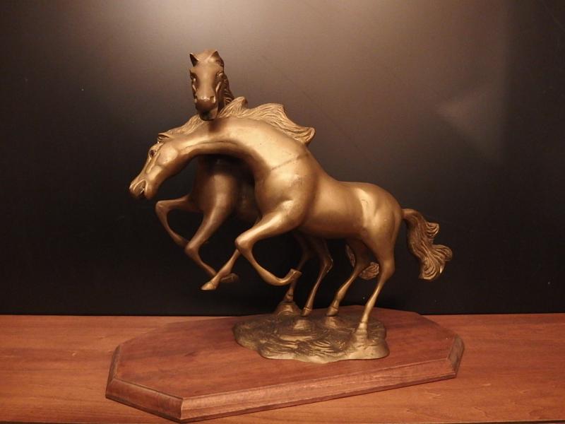 真鍮製2頭の馬の置物　オブジェ　USM 1473（1）