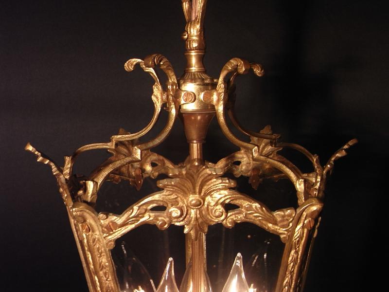 スペイン製小型真鍮ペンダントライト、ガラスランタンペンダント照明、玄関照明　LCH 1032（3）