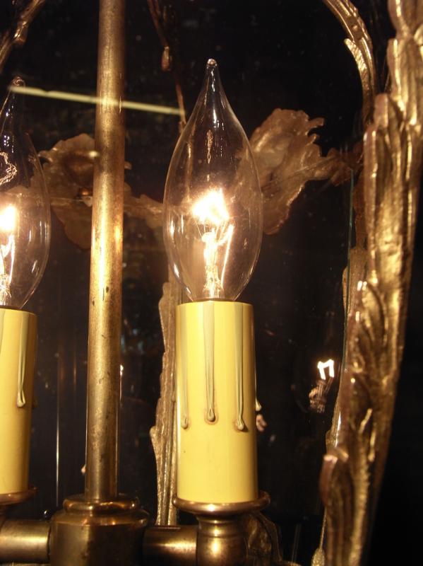 スペイン製小型真鍮ペンダントライト、顔つきガラスペンダント照明、ランタン玄関照明　LCH 1041（3）
