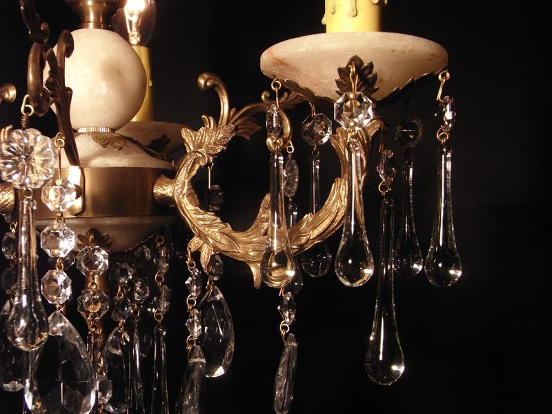 スペイン製真鍮&大理石シャンデリア（クリスタルガラスビーズシャンデリア）インテリア照明　LCH 1043（4）