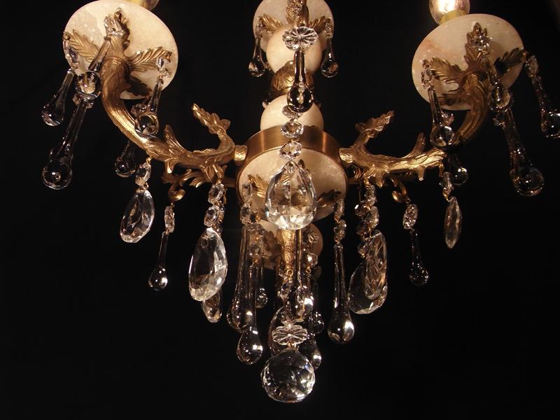 スペイン製真鍮&大理石シャンデリア（クリスタルガラスビーズシャンデリア）インテリア照明　LCH 1043（6）