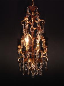 French GOLD LEAF chandelier 4灯