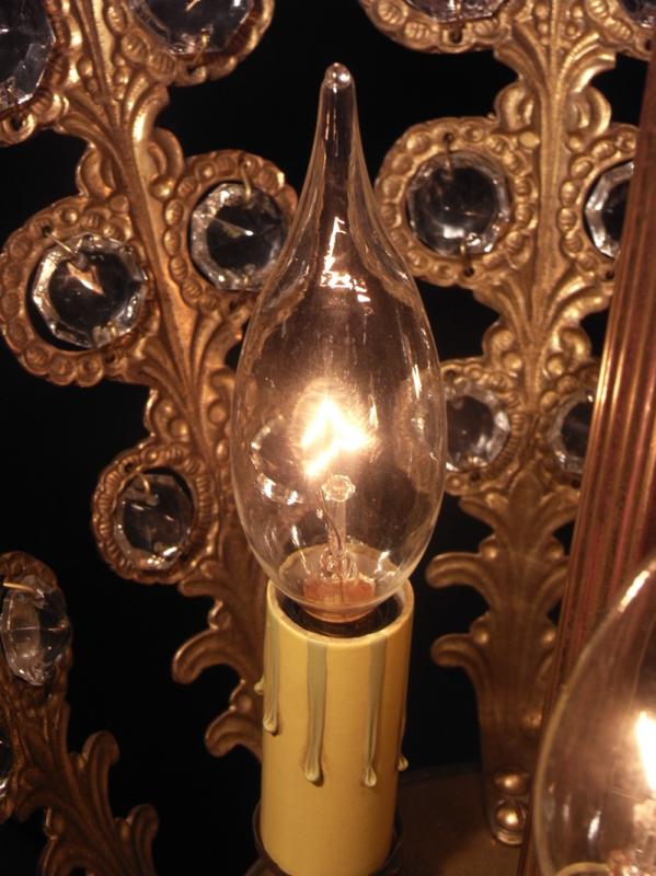 スペイン製真鍮シャンデリア（クリスタルガラスビーズシャンデリア）インテリア照明、リーフシャンデリア、葉っぱシャンデリア　LCH 1053（3）