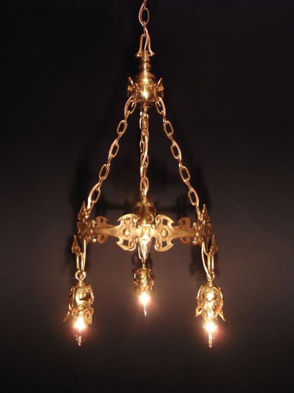 French brass ring chandelier 4灯