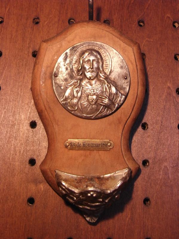 Italian wood holy water font