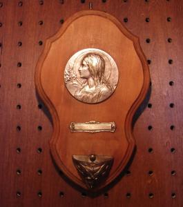 Italian wood holy water font