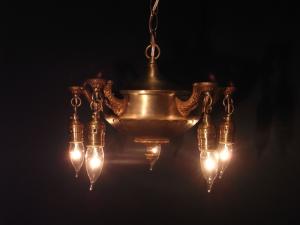 brass & iron chandelier 5灯