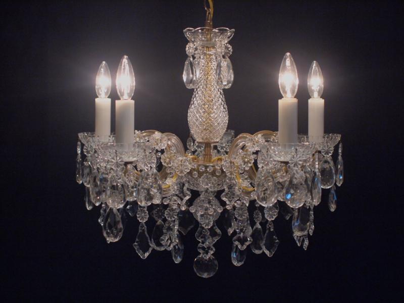 Czechoslovak glass Maria Theresa chandelier 5灯