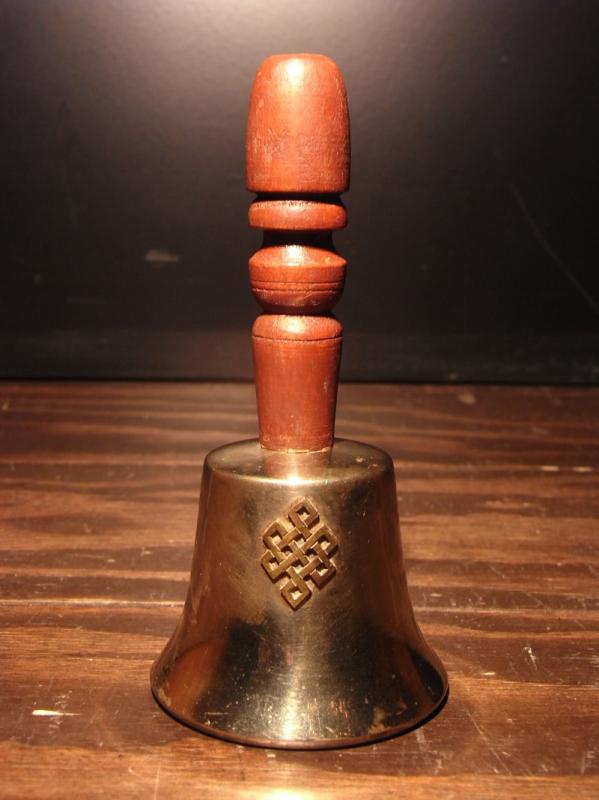 Italian brass & wood hand bell