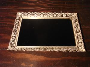 Italian white display mirror tray