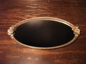 Italian oval flower display mirror tray