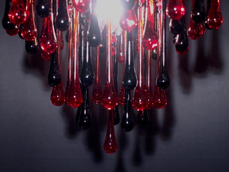 イタリア製赤黒ムラノガラスシャンデリア（ブラックガラスシャンデリア）インテリア照明　LCH 1134（6）
