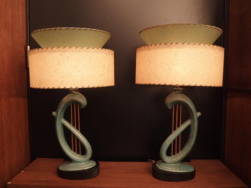 Pair of 50s Green Table Lamp 1灯