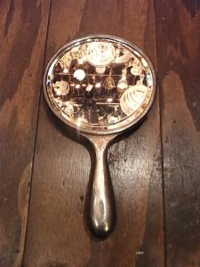 French silver hand mirror