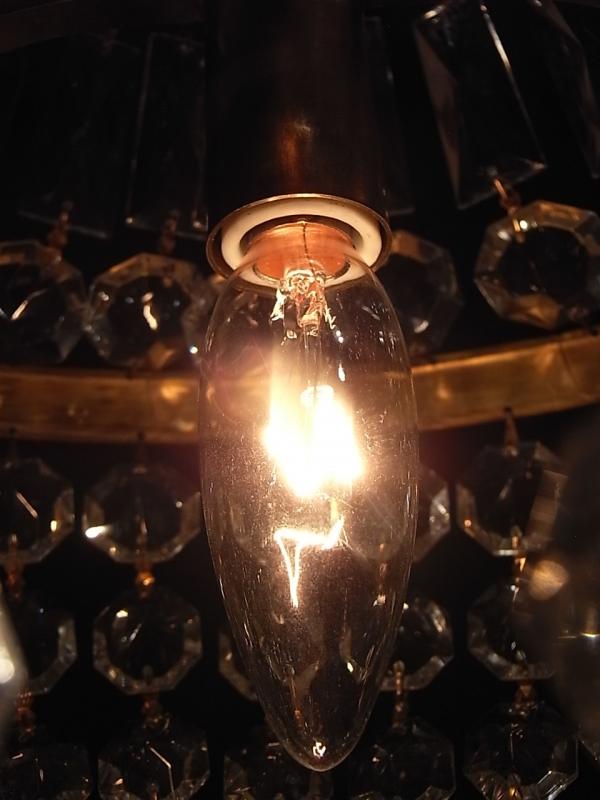 フランス製小型真鍮シャンデリア（エンパイア洋梨型クリスタルガラスビーズシャンデリア）インテリア照明　LCH 1149（3）