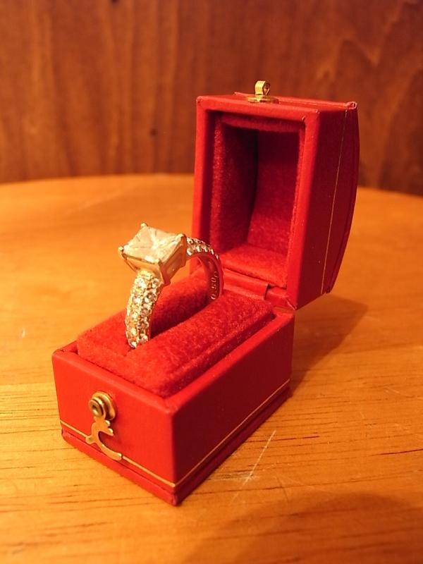 Italian red leather velvet ring case