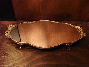 Italian brass display mirror tray