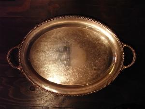 silver oval tray