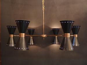 European　Double Cone chandelier BLK 12灯