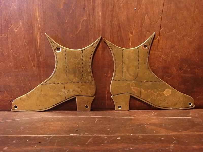 Italian brass boots sign 2P SET