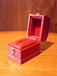 Italian red leather velvet ring case