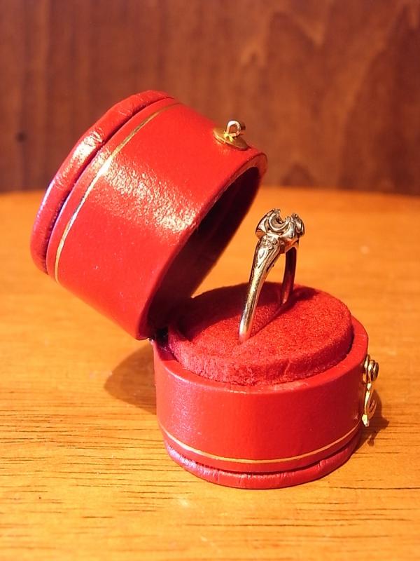 Italian red leather velvet ring case